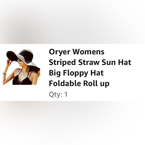 Striped Straw Floppy Hat - Picture 1 of 3